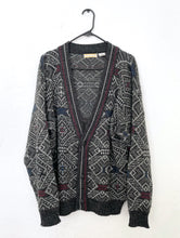 Load image into Gallery viewer, Vintage 90s Grey Printed Cozy Knit Cardigan