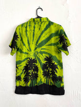 Load image into Gallery viewer, Vintage Y2K Lime Green Tie Dye Palm Tree Design Button Down Top