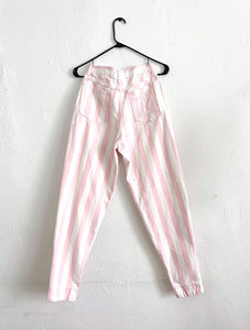 Vintage 90s Baby Pink and White High Waist Mom Jeans -- Size 26