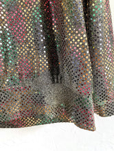 Load image into Gallery viewer, Vintage 80s Iridescent Gold Tie Bottom Sequined Party Top