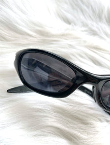 Vintage Y2K Black and Silver Safety Sunglasses Matrix 90s Blade