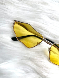 Acid Trip Squiggly Yellow Tint Wire Frame Sunglasses