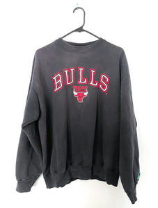 Vintage 90s Oversized Chicago Bulls Black Embroidered Sweatshirt