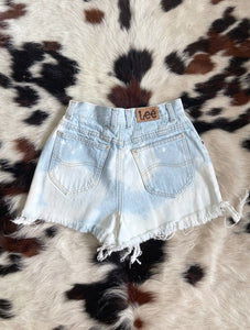 Bleached Out Vintage High-Waist Cheeky Denim Shorts -- Size 25