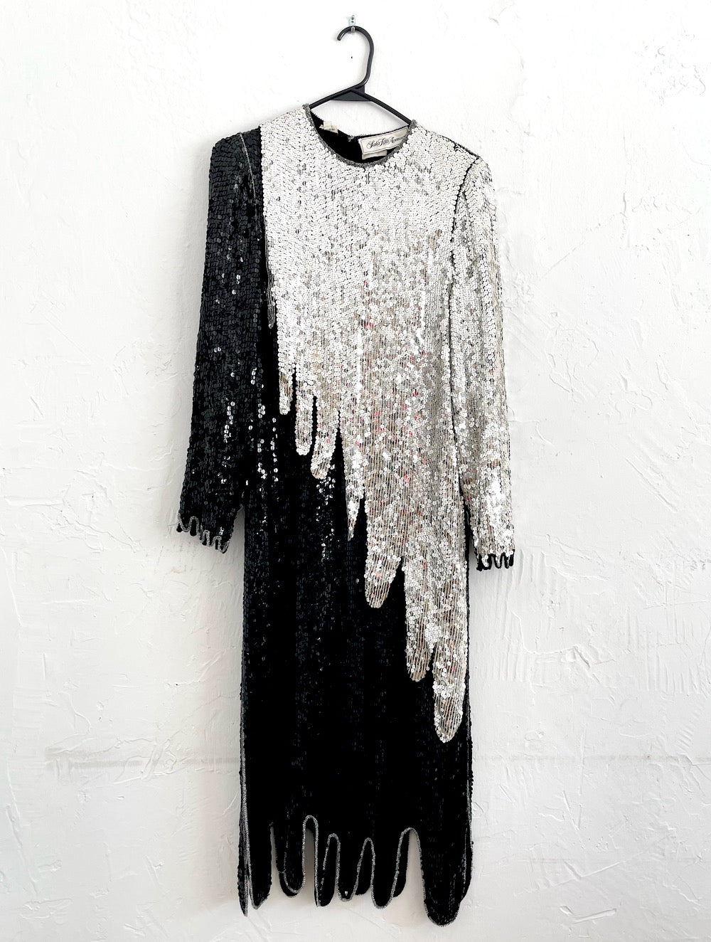 Vintage 80s Silk Black and Silver Sequined and Beaded Midi Dress Total Recall Vintage Vintage 80s Silk Black and Silver Sequined and Beaded Midi Dress Total Recall Vintage