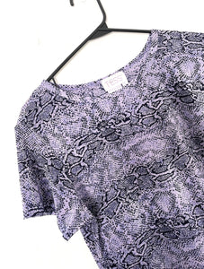 Vintage Y2K Textured Lavender Snake Print Tee