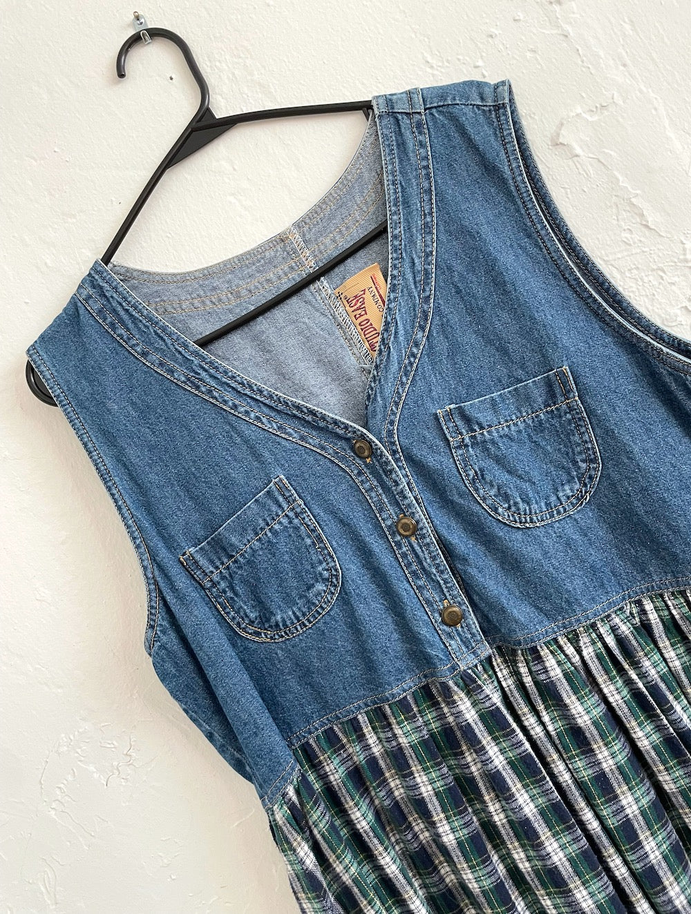 Vintage 90s Denim and Flannel Plaid Maxi Dress Total Recall Vintage Vintage 90s Denim and Flannel Plaid Maxi Dress Total Recall Vintage