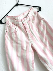 Vintage 90s Baby Pink and White High Waist Mom Jeans -- Size 26