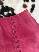 Load image into Gallery viewer, Vintage 90s Red High-Waist Button Front Suede Mini Skirt -- Size 28