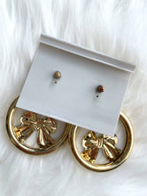Load image into Gallery viewer, Vintage Faux Silver And Gold Dangling Bow Earrings