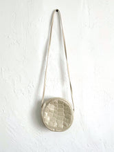 Load image into Gallery viewer, Vintage 80s Taupe Round Faux Alligator Crossbody Bag