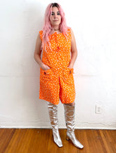 Load image into Gallery viewer, Vintage 70s Orange and White Polka Dot Print Romper