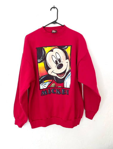 Vintage 90s Red Oversized Mickey Mouse Sweatshirt