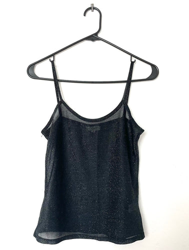 Disco Queen Vintage 70s Sheer Black Sparkle Tank