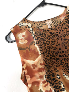 Vintage 90s Textured Leopard and Floral Print Tank