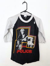Load image into Gallery viewer, Vintage 80s Super Distressed Black and Grey The Police Baseball  Concert Band Tee Small