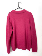 Load image into Gallery viewer, Vintage 80s Magenta Collared Plaid Design Graphic Sweater