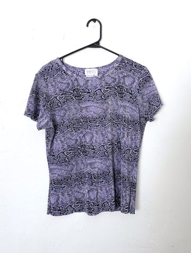 Vintage Y2K Textured Lavender Snake Print Tee