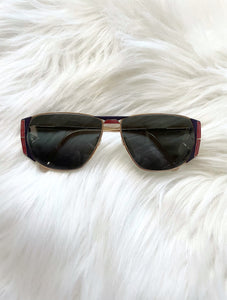 Vintage 80s ZEISS Gold Tone Art Deco Style Sunglasses