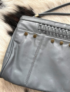 Vintage 80s Spiked Grey Faux Leather Clutch