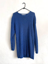 Load image into Gallery viewer, Vintage Blue Faux Pearl Beaded Sweater Dress