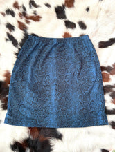 Load image into Gallery viewer, Vintage 90s High-Waist Blue Snake Print Skirt -- Size Medium