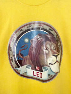 Vintage 70s Yellow Glittery Leo Zodiac Sign Tee
