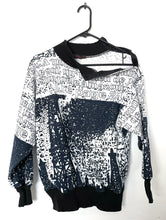 Load image into Gallery viewer, Vintage 80s Abstract Black and White French Velcro Sweatshirt