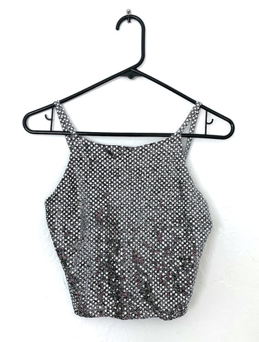 Vintage 90s Tie Back Sequined Cropped Tank