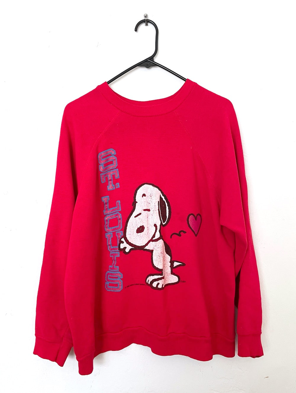 Vintage 80s Red Slouchy Snoopy St Louis Heart Raglan Sweatshirt