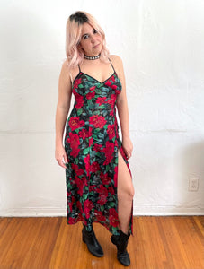 Vintage 90s Sheer Floral Print Maxi Slip Dress