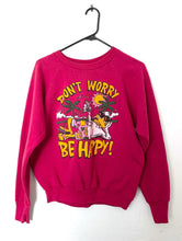 Load image into Gallery viewer, Don&#39;t Worry Be Happy Funny Vintage 80s Cartoon Raglan Sweatshirt
