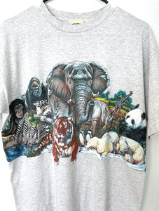 Vintage 90s Front and Back Wild Animal Design Tee