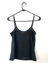 Load image into Gallery viewer, Disco Queen Vintage 70s Sheer Black Sparkle Tank