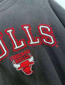 Vintage 90s Oversized Chicago Bulls Black Embroidered Sweatshirt