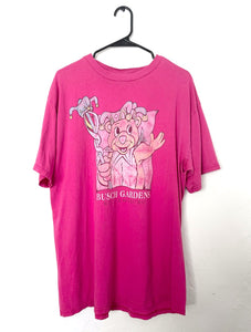 Vintage 90s Oversized Distressed Magenta Busch Gardens Bear Tee