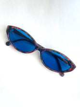 Load image into Gallery viewer, Vintage Colorful Shimmery Blue Tint Oval Sunglasses