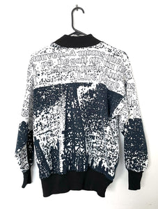 Vintage 80s Abstract Black and White French Velcro Sweatshirt