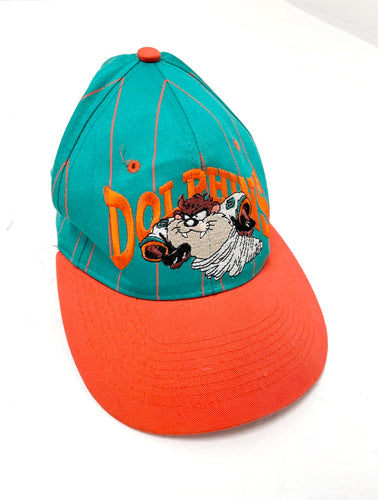 Vintage 90s Miami Dolphins Teal and Orange Taz Embroidered Snapback Hat