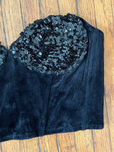 Load image into Gallery viewer, Vintage Cropped Black Velvet Sequined Bustier Bra Top