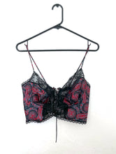 Load image into Gallery viewer, Vintage 80s Tie Front Paisley Print Bralette Top