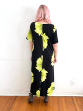 Load image into Gallery viewer, Vintage 90s Lime Green Large Flower Print Maxi Dress