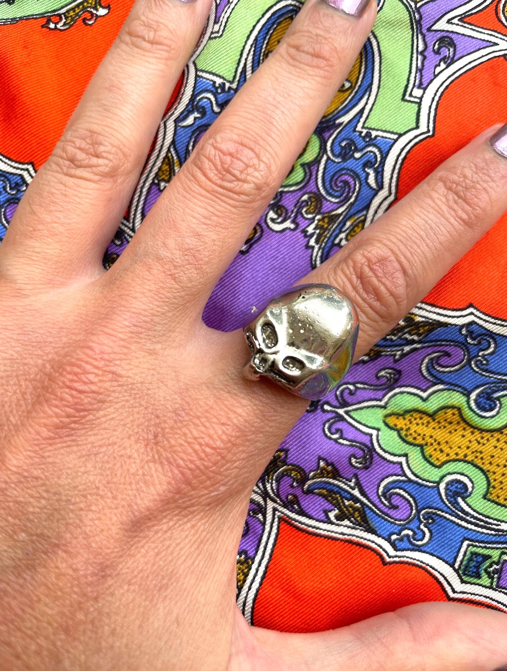 Unisex Vintage 90s Faux Silver Alien Skull Ring – Total Recall Vintage