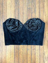 Load image into Gallery viewer, Vintage Cropped Black Velvet Sequined Bustier Bra Top