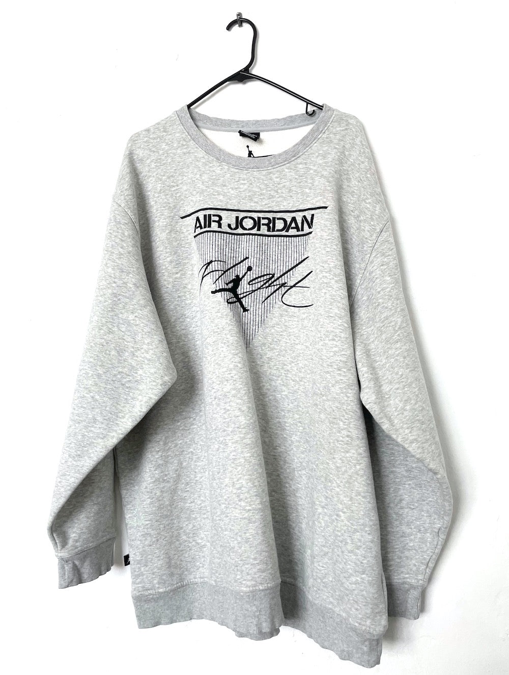 Vintage Y2K Oversized Grey Embroidered Nike Air Jordan Flight Sweatshirt